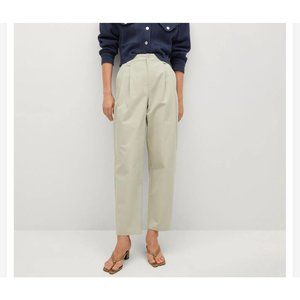 Women's Mango Pleat Straight Slouchy High Waisted Trouser Mint NWT Size 10